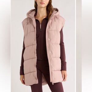 Zella Blush Pink Quilted Long Puffer Vest NWT